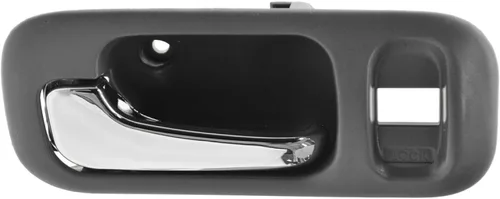 Vista 150 de TRQ Manija de puerta interior delantera izquierda cromada y negra para el lado del conductor compatible con Ford F-150 2012-2014