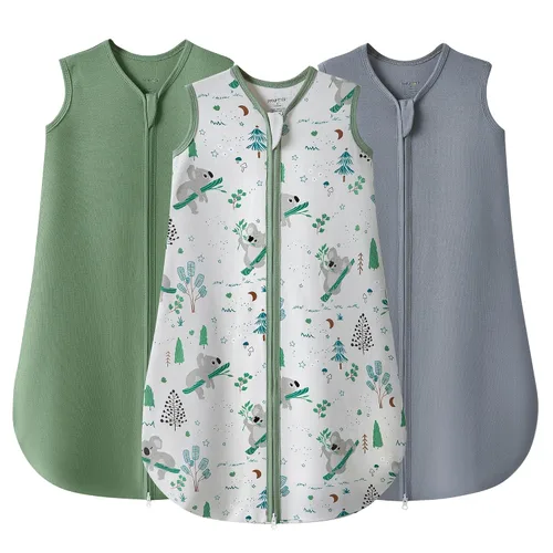 Vista 12 de JELLYMONI Saco de dormir para bebé de 0 a 6 meses, 100% algodón, paquete de 3, 0.5 TOG, manta vestible para bebé, saco de dormir para bebé