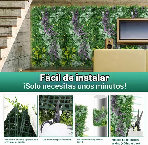 Vista 6 de Yangrass Paneles de fondo de pared de césped artificial, 20 x 40 pulgadas, 6 paneles de seto de boj pantalla de privacidad con protección UV