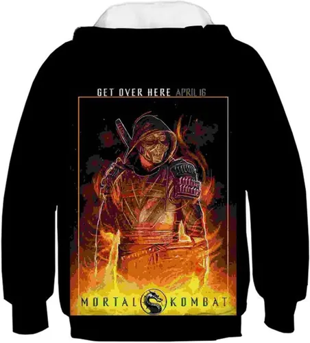 Vista 2 de Duuloon Boys Kid Mortal Kombat Pullover Novelty Hoodies 3D Digital Pattern Sweatshirts Casual Cosplay Costume