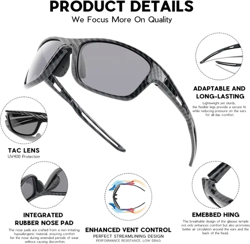 Vista 5 de Solsun Polarized Sunglasses for Men Woman, Sport Wrap Around Sun Glasses UV Protection for Fishing Driving Cycling