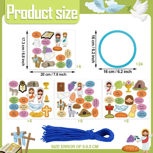 Vista 2 de Crtiin Kit de 24 piezas de corona de Pascua religiosa cristiana para hacer tus propias manualidades de Pascua para niños para actividades