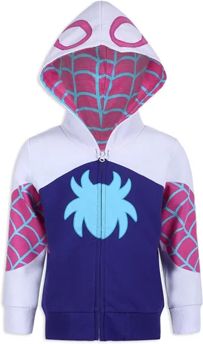 Vista 2 de Marvel Conjunto de sudadera y pantalones con capucha y cremallera para niñas de Spider-Gwen Ghost Spider - MoradoBlanco