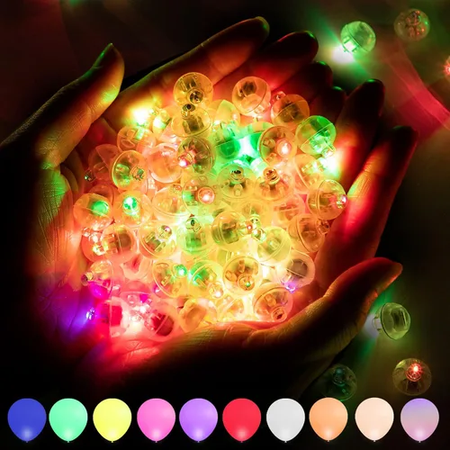 Vista 11 de Aogist 50 Piezas Luces para Globos Azules con Aro para Colgar, Mini Lámpara de Bola Redonda Pequeña Luz LED para Linternas de Papel y Vidrio