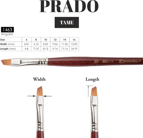 Vista 3 de Escoda Prado Series 1463 - Brocha para acuarela, mango corto, color sable sintético, ángulo, tamaño 6