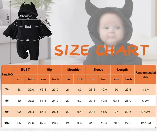 Vista 6 de Mameluco de Halloween para bebés y niñas, de una pieza, con capucha, lindo mono para cosplay