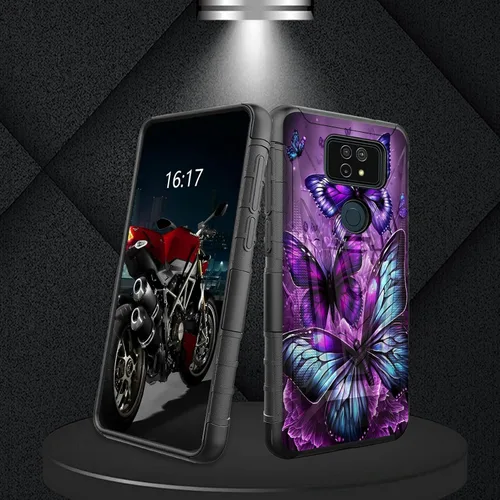 Vista 164 de Funda para AT&T Maestro Max 2021/Cricket Ovation 2 con protector de pantalla de vidrio templado, funda resistente con función atril integrada