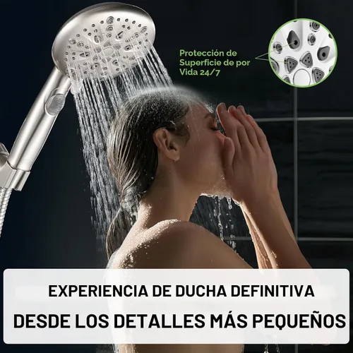 Vista 6 de Cobbe Cabezal de ducha de mano con 9 modos de pulverización, ahorro de agua