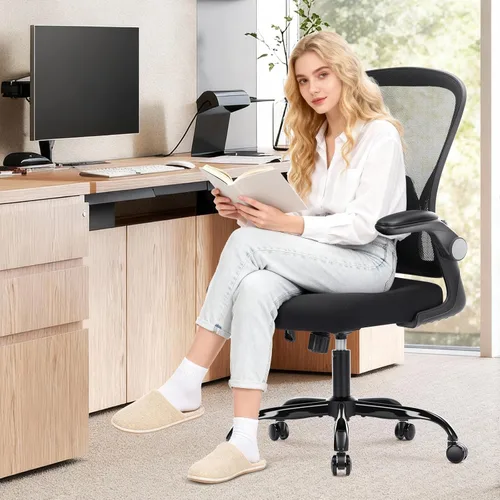 Vista 6 de Silla de oficina ergonómica, cómoda silla de escritorio de oficina para computadora, color negro