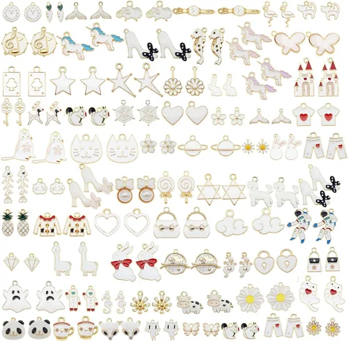 Vista 6 de JJG Ventas al por mayor 80 piezas (40 pares) surtido chapado en oro esmalte delicado colgantes colgantes encantos para pendientes fabricación