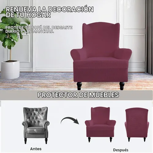 Vista 4 de Easy-Going Funda elástica para sofá de 1 pieza, protector de muebles, suave con parte inferior elástica, poliéster, elastano, tela jacquard a