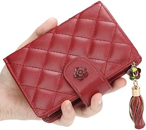 Vista 5 de Monedero de cuero de las mujeres Bifold Nlocking señoras con titular de la tarjeta ventana monedero