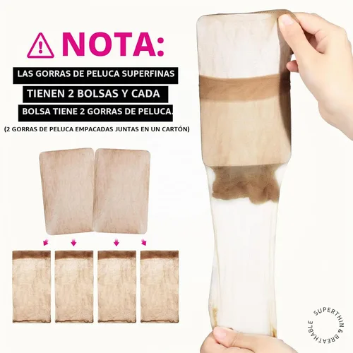 Vista 2 de Fandamei Gorra de peluca HD, gorras de peluca ultrafinas de color marrón oscuro, 4 gorras de peluca de nailon súper finas para mujer, elásticas