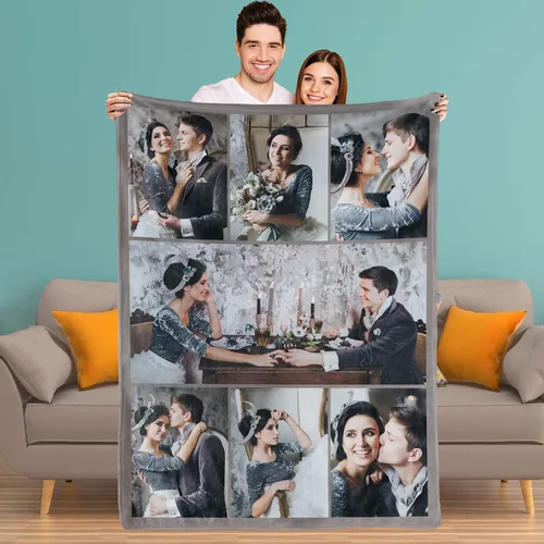Vista 11 de Youltar Manta personalizada con fotos de texto, mantas personalizadas con imágenes para novia, parejas, marido, esposa, boda, utilizada como regalo