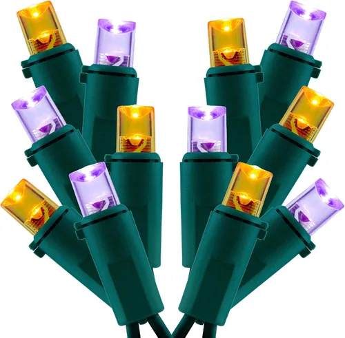 Vista 9 de Juego de 2 luces LED verdes de gran angular para Navidad, juego de 2 juegos de 100 luces LED de 0.197 in