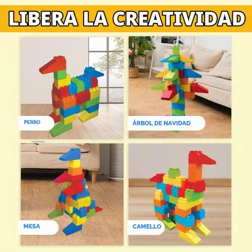 Vista 3 de PLATPORTS Bloques de construcción grandes de 48 piezas – Bloques de plástico gigantes XL grandes para niños de 2 a 8 años, juego de construcción