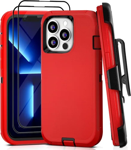 Vista 47 de Funda para iPhone 13 con 2 protectores de pantalla, resistente de grado militar, funda de cuerpo completo para hombres y mujeres (aguamarina + rosa)