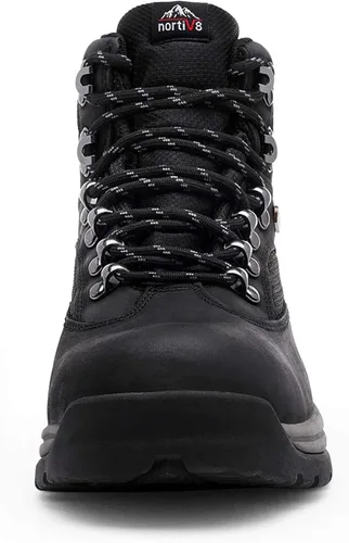 Vista 5 de NORTIV 8 Botas de senderismo impermeables para hombre botas de senderismo de cuero medio tobillo