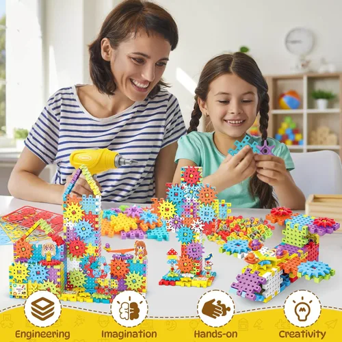 Vista 6 de Pycoal Bloques de construcción de engranajes, juguetes educativos STEM, 234 piezas, juguetes de construcción de engranajes, juego de herramientas