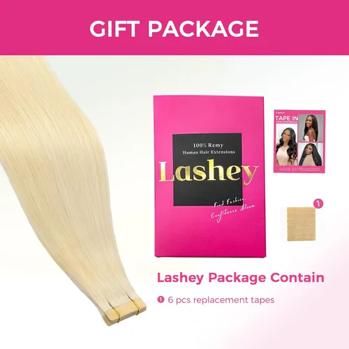 Vista 32 de Extensiones de cabello Lashey de 14 pulgadas; extensiones de cabello humano real lacio color negro azabache con trama adhesiva para mujeres, 20