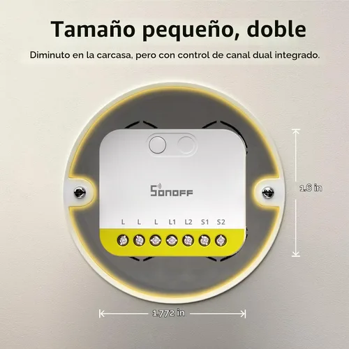 Vista 3 de SONOFF Mini Duo-L Zigbee Smart Switch – Sin cable neutro, Zigbee 3.0, doble canal, 16 A en total, compatible con Alexa, Google Home, temporizador