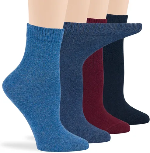 Vista 67 de 7BIGSTARS KINGDOM Women's Cotton Quarter Non-Binding Diabetic Fashion Socks-L-M-4 Pack-Multicolor