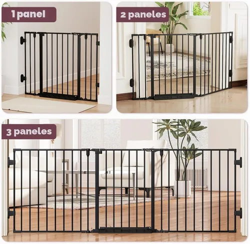 Vista 6 de Puerta de bebé extra ancha de 29.4-78 pulgadas, puertas largas para perros interiores para escaleras