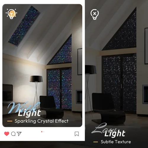 Vista 7 de rabbitgoo - Película de privacidad para ventanas con diseño de arco iris y vidrio manchado, patrón de diamante, calcomanía no adhesiva con tinte