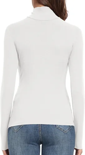 Vista 4 de PALINDA Camisas de manga larga ajustadas con cuello alto acanalado para mujer