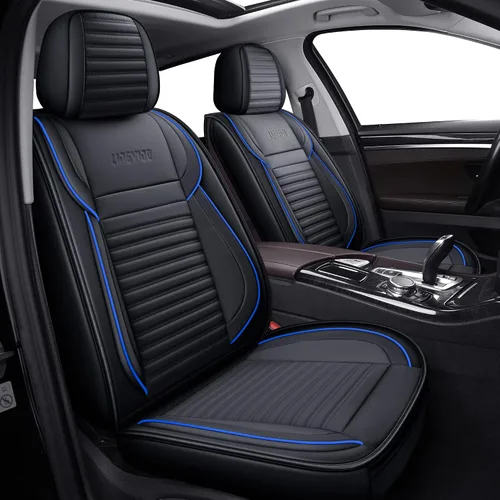 Vista 9 de LINGVIDO - Fundas de piel sintética con respaldo para asiento de automóvil, transpirables, impermeables, universal y antideslizante, para SUV Beige