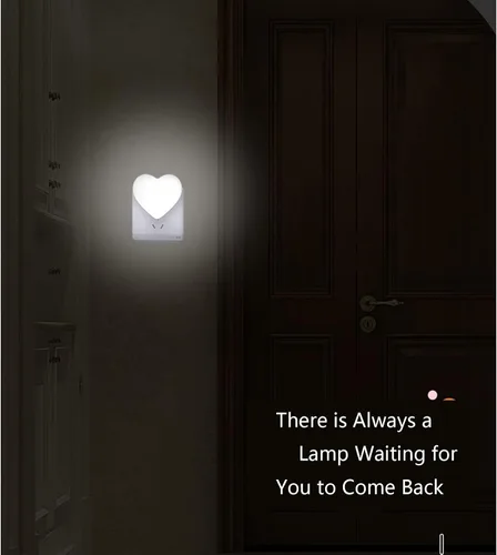Vista 4 de Lindas luces nocturnas, luz nocturna en forma de corazón para guardería con sensores de luz, sensor automático de anochecer a amanecer, suave blanco