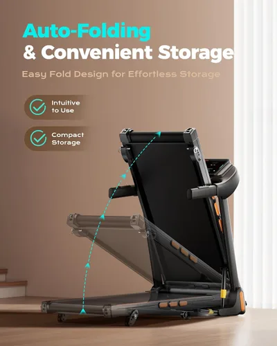 Vista 9 de LIJIUJIA Treadmills for Home, Folding Treadmill with 15% Auto Incline, 3.0HP Walking Pad Treadmill, 300 lbs Capacity, Max Speed 6.2 MPH, Bluetooth