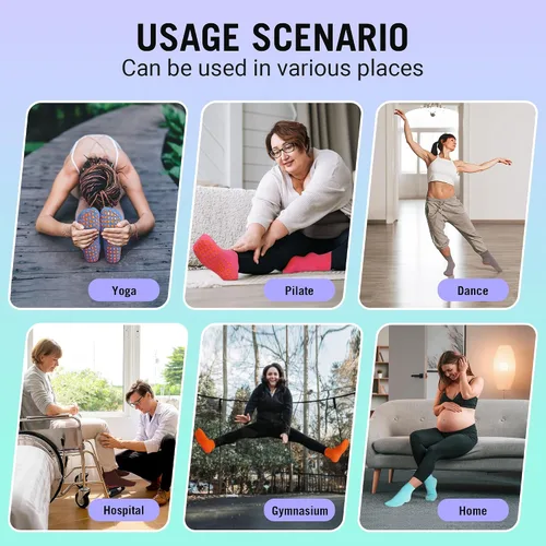 Vista 6 de Calcetines de agarre de pilates para mujer, 12 pares de calcetines antideslizantes para yoga, calcetines de hospital, calcetines deslizantes