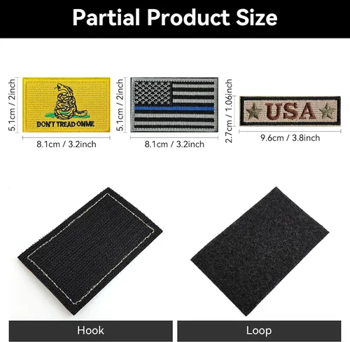 Vista 3 de AXEN American Flag Patches Pack, Tactical Morale US Flag Patch Pack Loop and Hook Fasten for Backpack Hat Cap Uniform Vest, Pack of 20