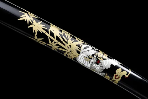 Vista 4 de Espada Katana real hecha a mano, espada samurái de espiga completa con hoja de acero de alto carbono, borde de corte afilado, mango y funda de Azul