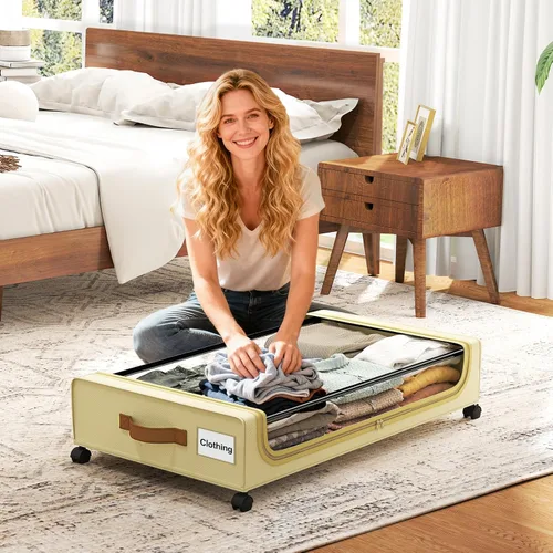 Vista 8 de GoMaihe Almacenamiento Debajo de la Cama con Ruedas: Contenedores de Almacenamiento XXL Debajo de la Cama con Tapas - Contenedores Rodantes