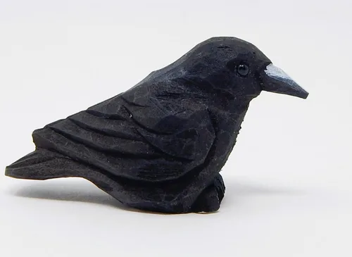 Vista 5 de Selsela Figura de cuervo tallada a mano, estatua de cuervo de pájaro negro rave, escultura, escultura, arte en miniatura, decoración de tallado