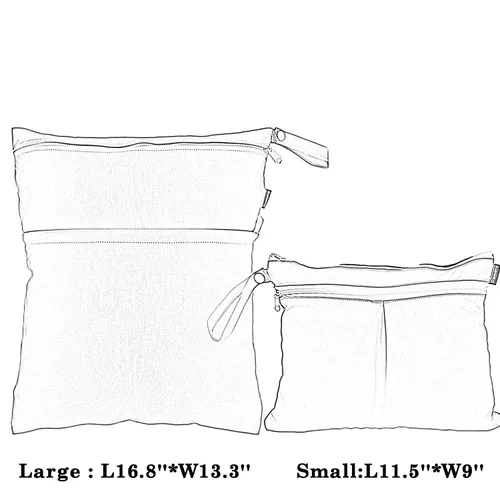 Vista 6 de Bolso organizador para pañales, ropa seca y húmeda ideal para viajar de Damero. 2 piezas., L, Elefantes Waterproof Reusable Travel Bags for