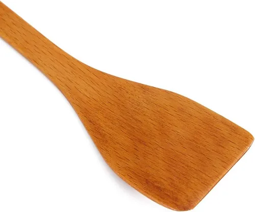 Vista 8 de Espátula de madera antiadherente para cocinar, espátula de madera frita, utensilios de cocina de 9.7 x 1.6 in (color claro)