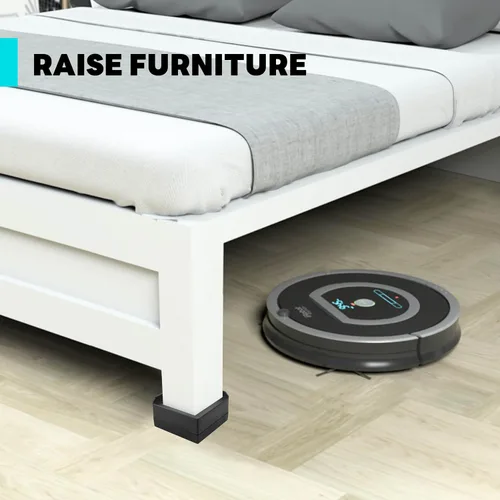 Vista 5 de Elevadores de muebles BTSD-home de 1.5 pulgadas Elevadores de muebles de perfil bajo para sofás, sillas y patas de mesa, cuadrado negro, paquete