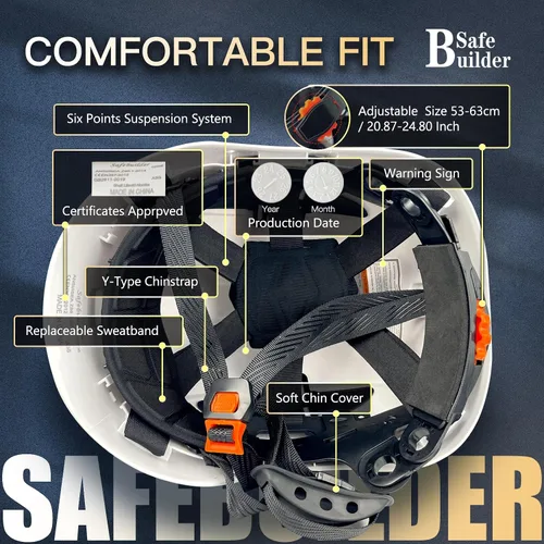 Vista 4 de Casco de Seguridad de Construcción con Visera Casco Duro ABS Cascos Duros de Ventilación Ajustable Protección de Cabeza de Trabajo Industrial