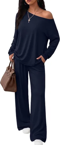 Vista 9 de Trendy Queen Conjuntos de descanso de 2 piezas para mujer, trajes de otoño Negro