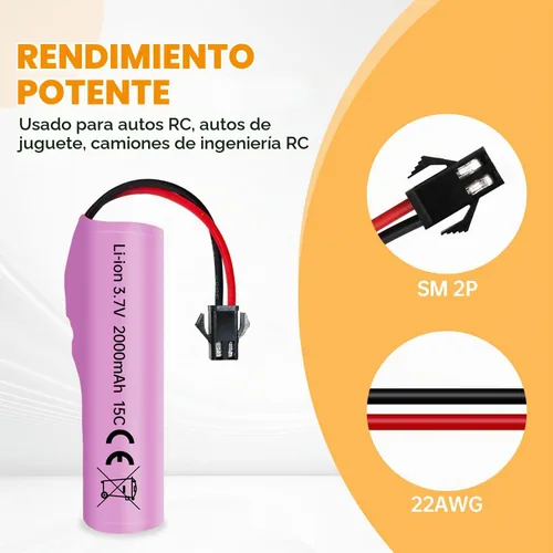 Vista 5 de sea jump 3 unids 3.7 V 2000 mAh SM-2P Plug batería de litio con cable de carga USB para DE68 DE44 DE45W DE45 DE58 DE49 DE57 DE70 vehículo
