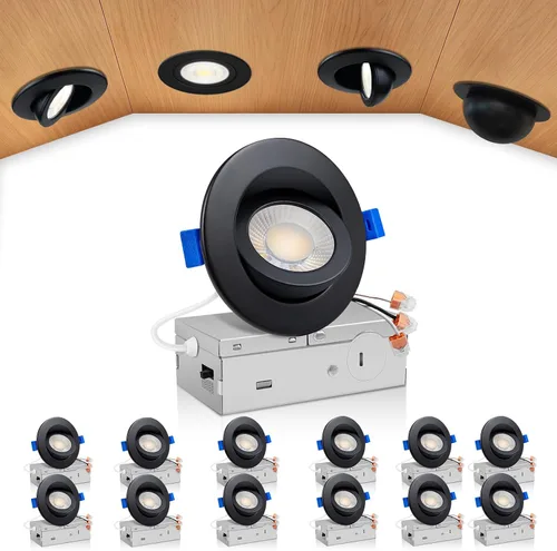 Vista 25 de zouzai Mini luz LED de cardán ajustable de 2 pulgadas, 5CCT seleccionable, rotación de 360° e inclinación de 90° para iluminación precisa Blanco