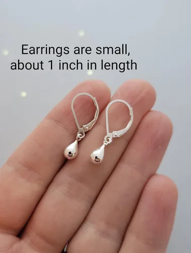 Vista 3 de Sterling Silver Teardrop Earrings Small Everyday Earrings for Women and Girls