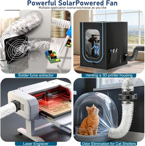 Vista 2 de Extractor solar, ventilador de ventilación de panel solar IP68 impermeable de 20 W, kit de ventilador alimentado por energía solar, ventilador