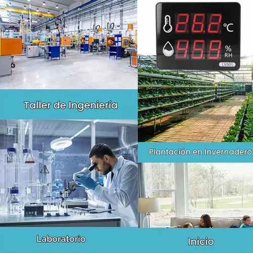 Vista 5 de Medidor de humedad de temperatura digital con sonda externa Pantalla LED termómetro higrómetro