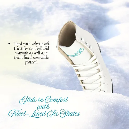 Vista 5 de 5th Element Grace Patines de Hielo para Mujer - Patines Artísticos Cómodos con Tricot Suave Aterciopelado/Forro Polar - Zapatos Elegantes de Blanco
