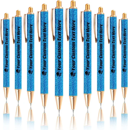 Vista 40 de 10 bolígrafos personalizados con purpurina, bolígrafos impresos personalizados a granel, bolígrafos retráctiles de tinta negra para graduación