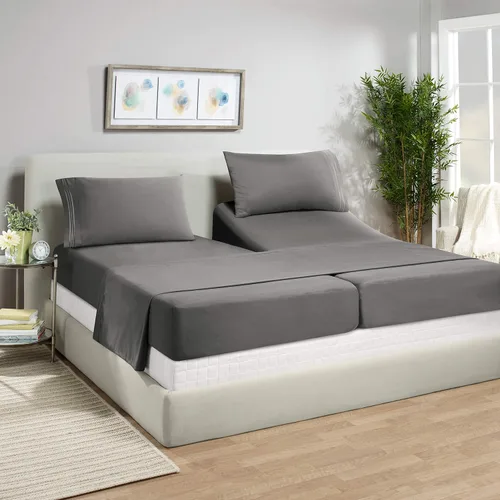 Vista 17 de Juego de sábanas de lujo Juego de cama de lujo, bolsillo extra profundo Juego de sábanas ajustable, sábana de arriba y 2 fundas de almohada, ropa